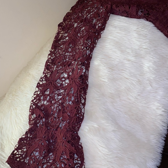 Lace Fit & Flare Dress retail $150 Miia Size 14 Burgundy Grape wine - Picture 11 of 15